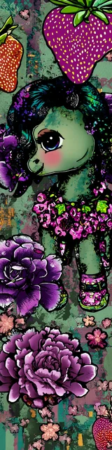 Free kawaii bookmark featuring a green floral pony